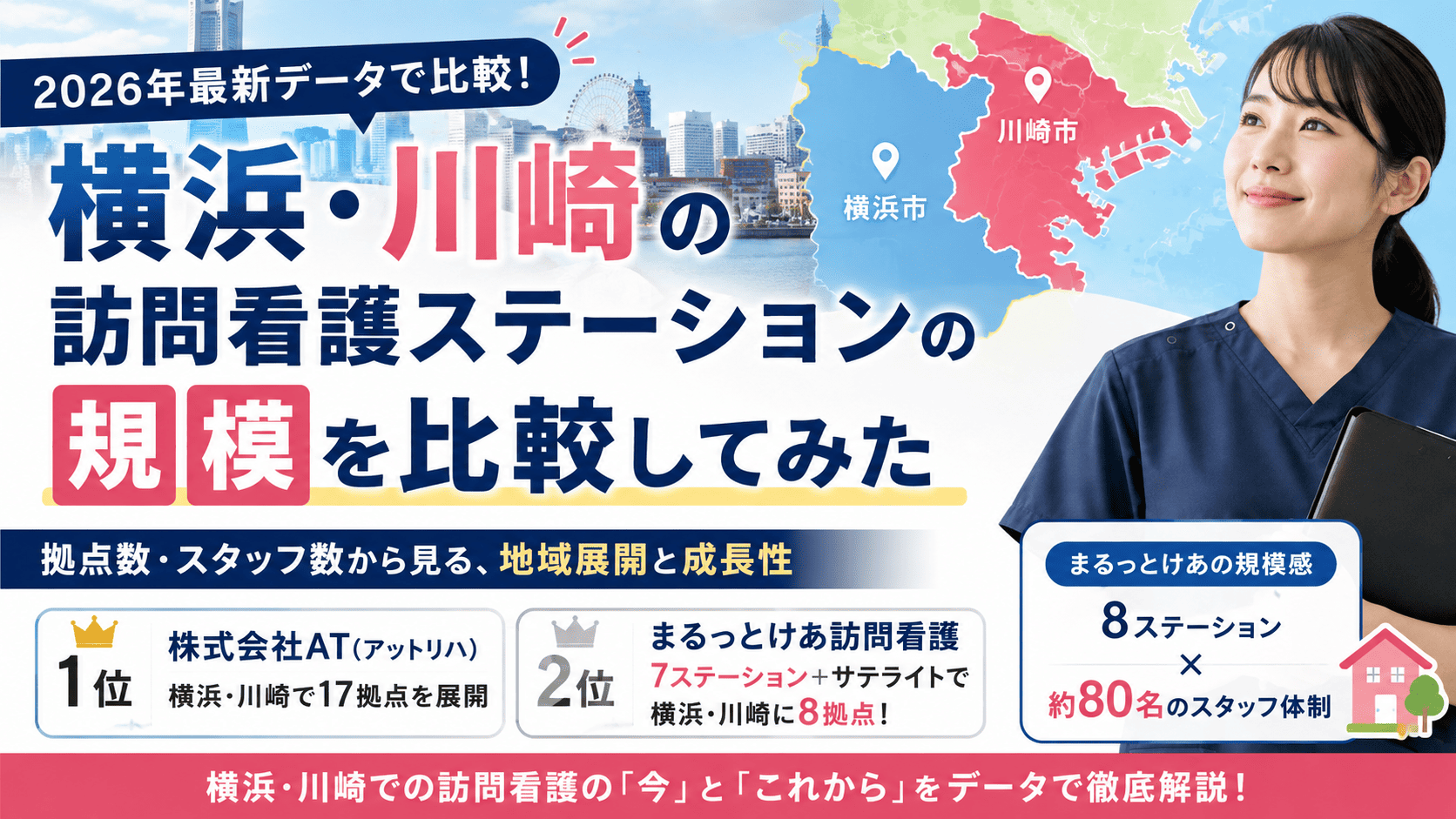 横浜市・川崎市には、多くの訪問看護ステーションがあります。